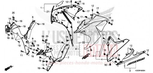 MIDDLE COWL/UNDER COWL CBR250RG de 2016